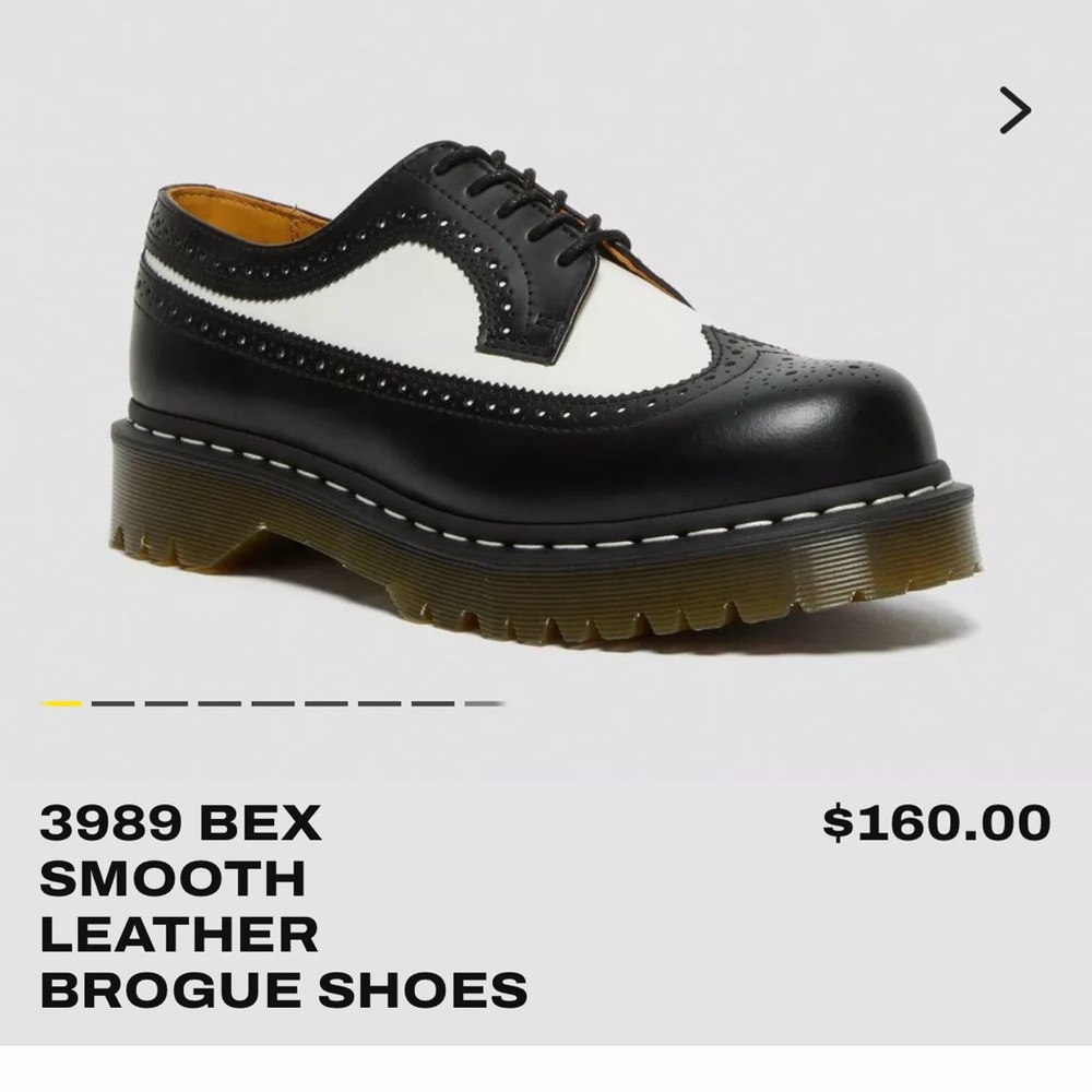 Dr. Martens Black and White Leather Brogue Shoes